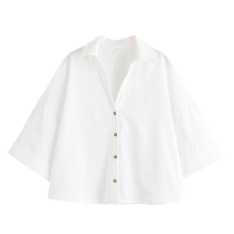 Elegant Lapel Short-sleeved Shirt With Belt Loose Pleated Shorts view 13