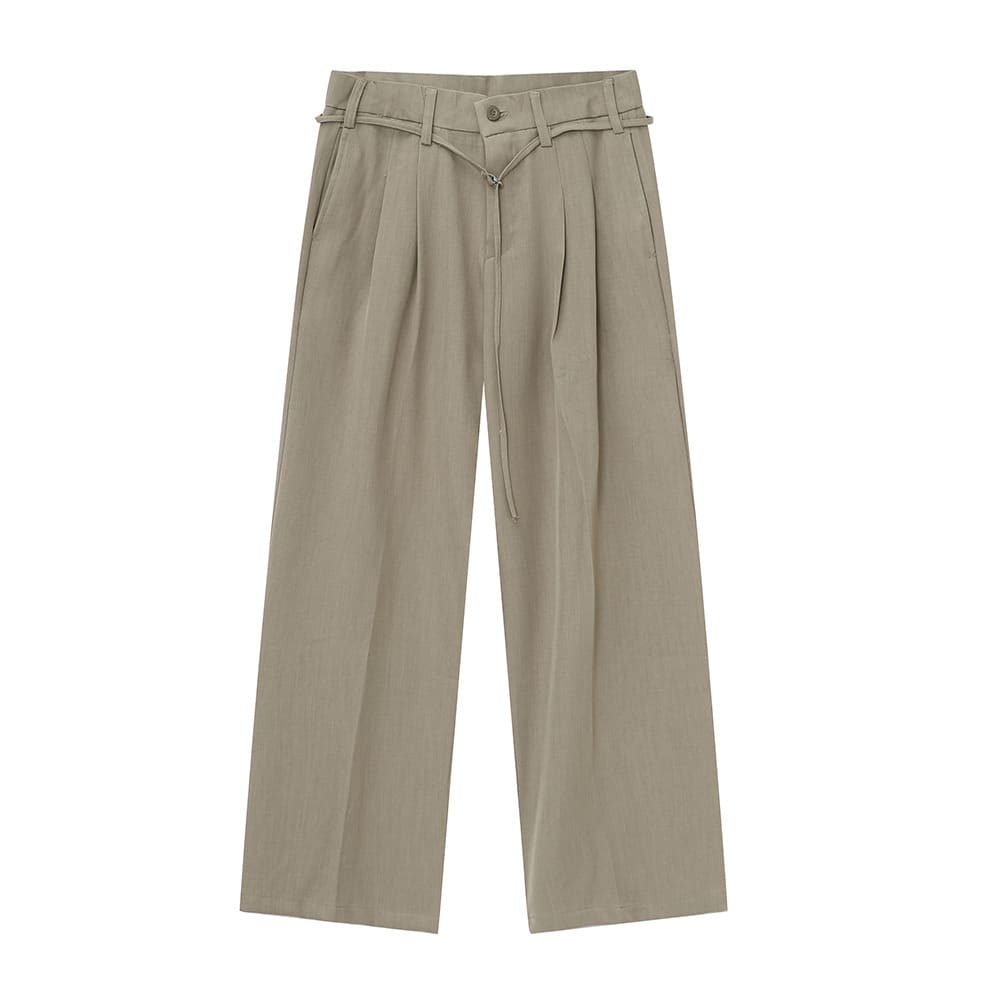 Solid Color Drooping Straight Mopping Suit Pants view 5
