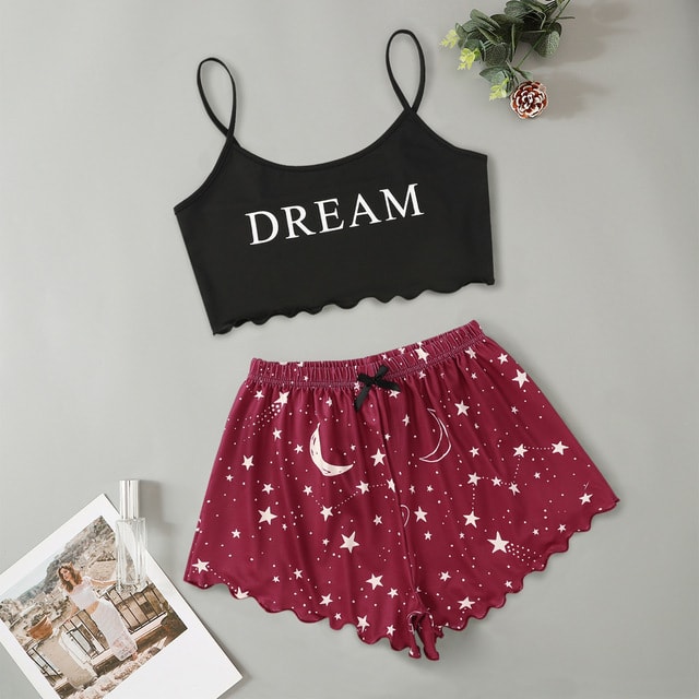 Split Sexy Bikini Printed Strap Tube Top Shorts Home Wear view 3