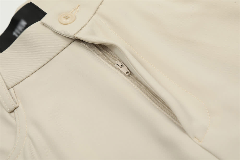 Niche Design Split Stitching Casual Loose Flared Trousers view 14