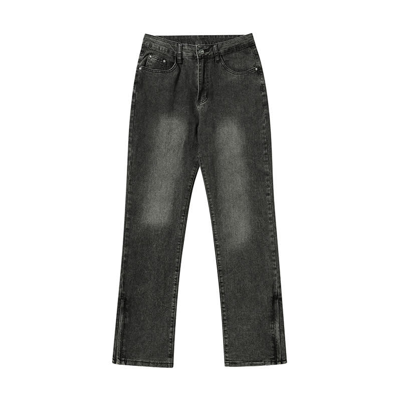 Washed Distressed Side Zipper Jeans view 3