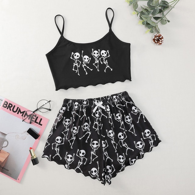 Split Sexy Bikini Printed Strap Tube Top Shorts Home Wear view 4