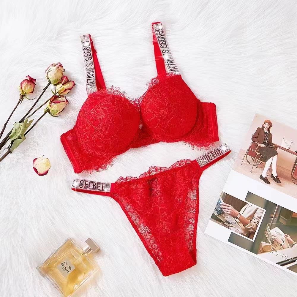 Lace Rhinestone Bra Underwear Suit view 5