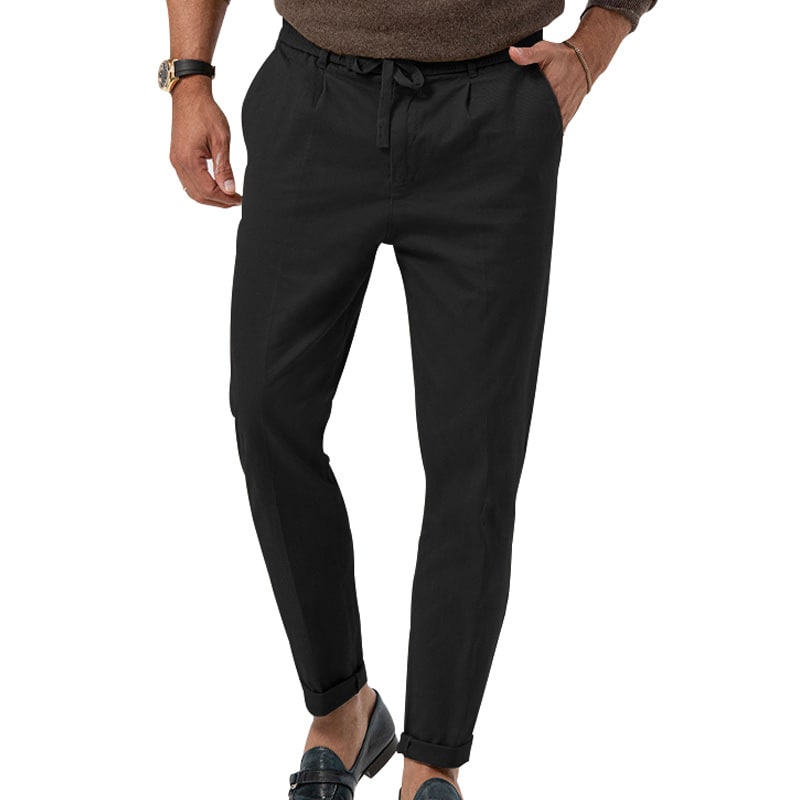 Casual Drawstring Pants Men's Business Straight Solid Color Suit Pants view 4
