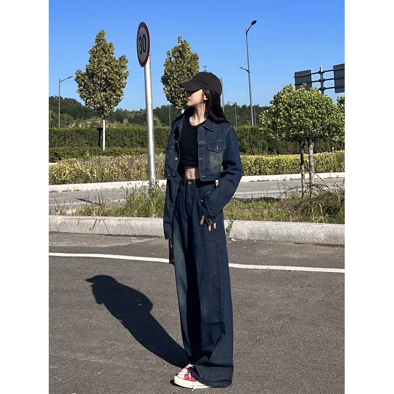 Wide Leg Jeans Two-piece Suit view 4