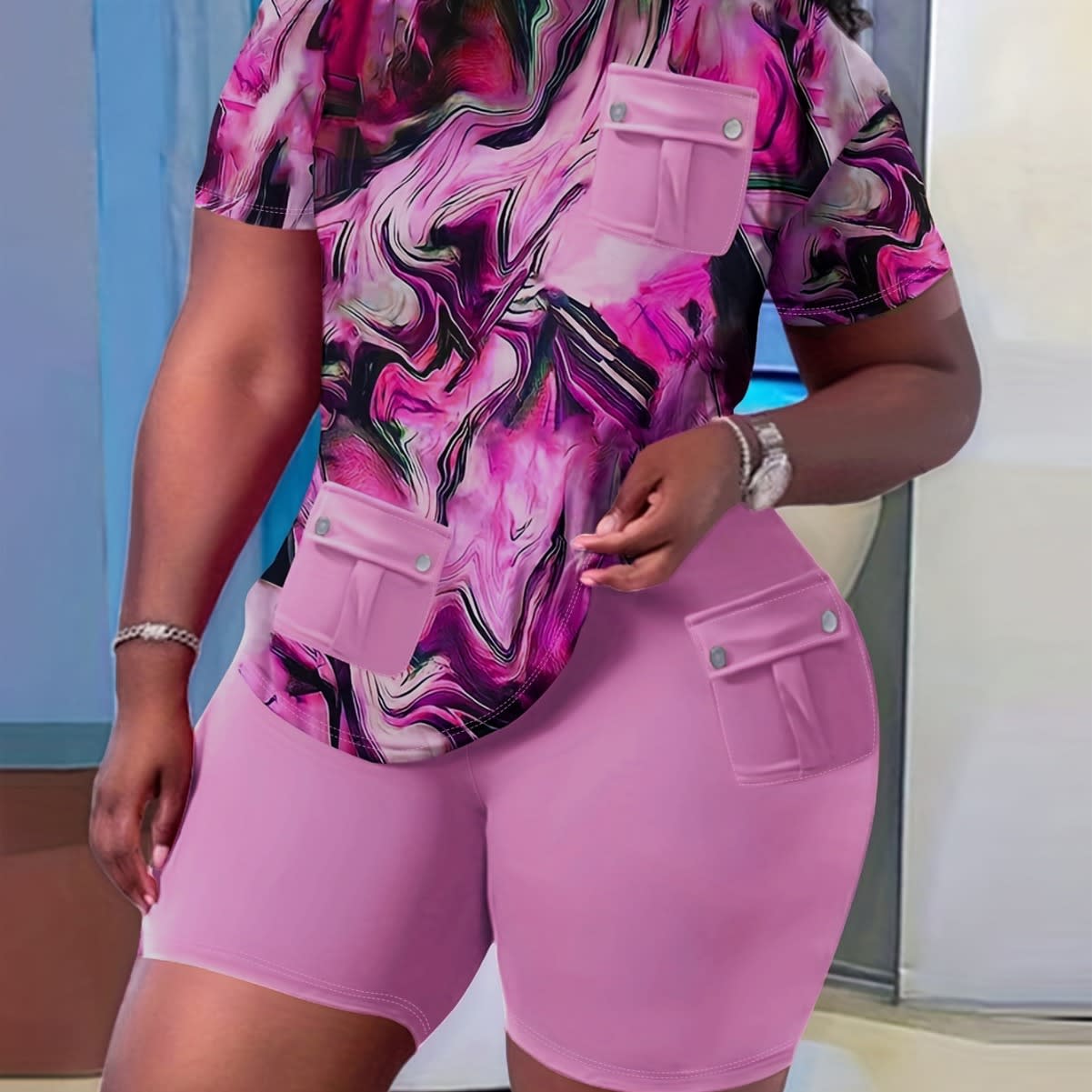 Cross Border Exclusive For Wish Independent Station Blooming Printing Pocket Stitching Suit view 7