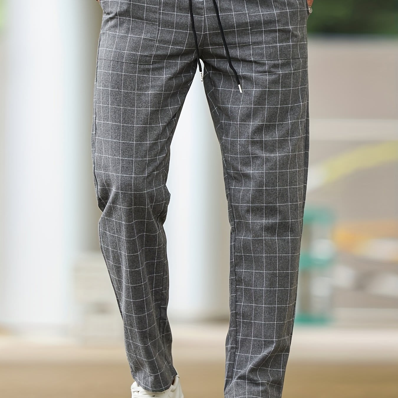 Men's Comfortable Soft Polyester Stripe Plaid Pants view 8