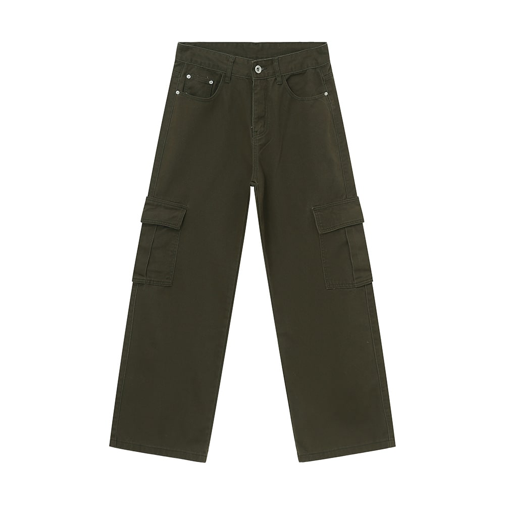 Men's Solid Color Basic Loose Casual Straight-leg Denim Trousers view 7