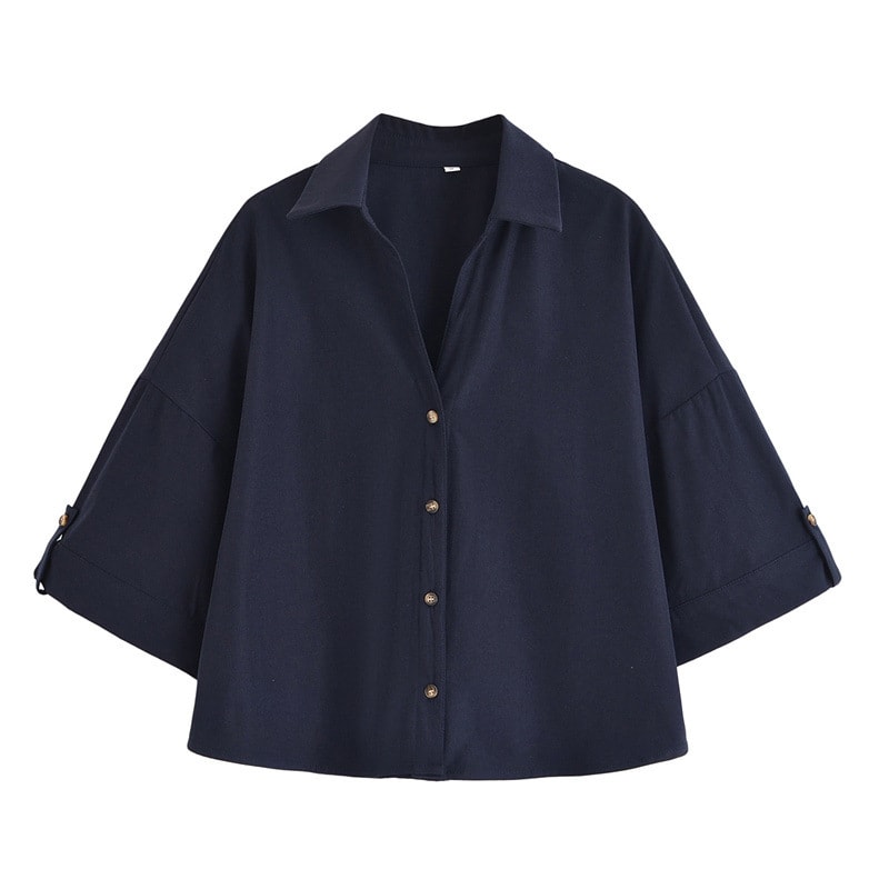 Elegant Lapel Short-sleeved Shirt With Belt Loose Pleated Shorts view 12