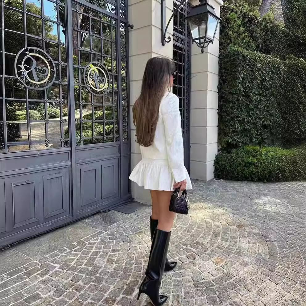 Bright Effect Fabric Suit Jacket Fluffy Skirt view 7