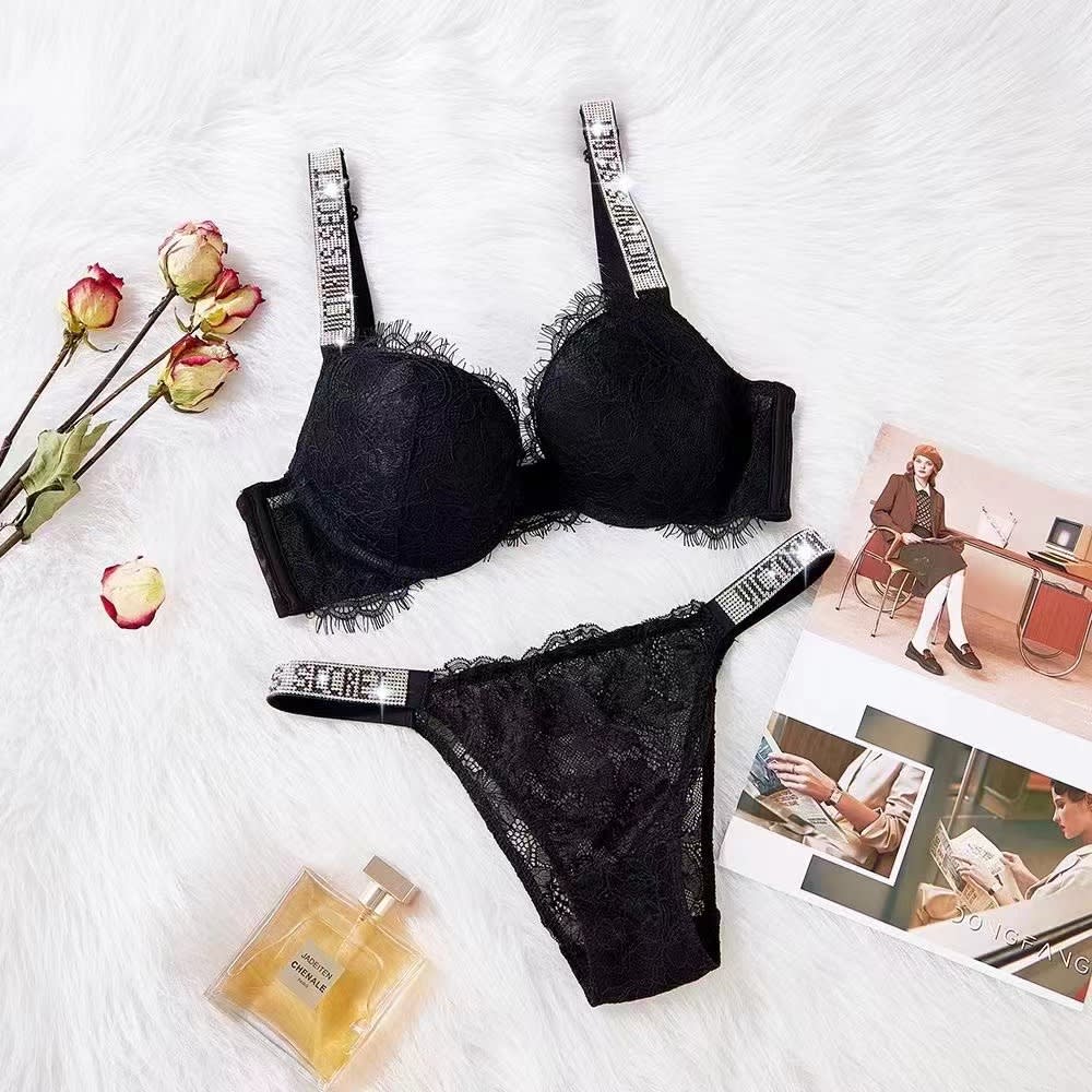 Lace Rhinestone Bra Underwear Suit view 4