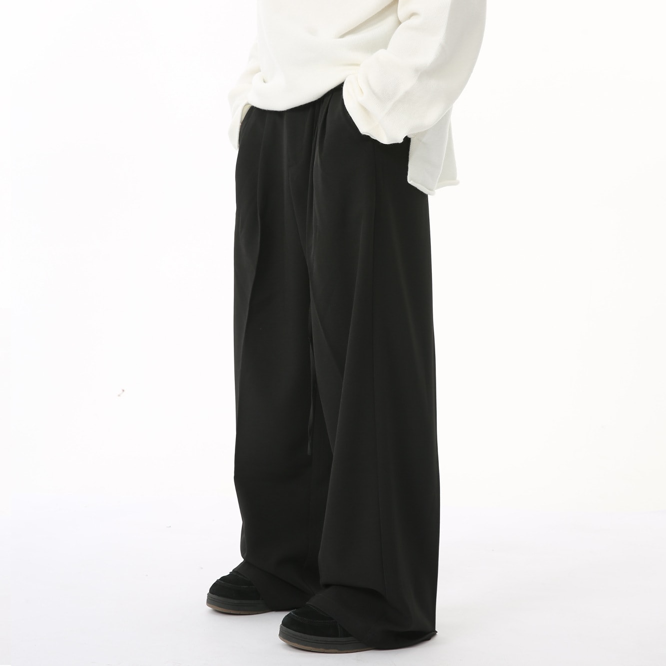 Solid Color Drooping Straight Mopping Suit Pants view 8