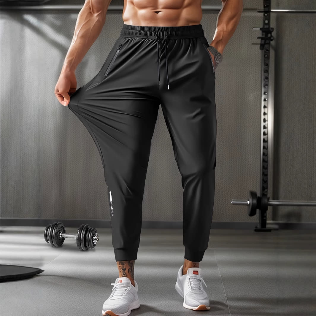 Men's Running Pants Ice Silk Summer Quick-drying Training Fitness Zipper Dungarees view 5