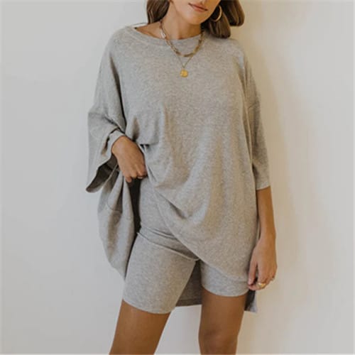 European And American All-matching Loose Casual Home Short Sleeve T-shirt Shorts Set view 13