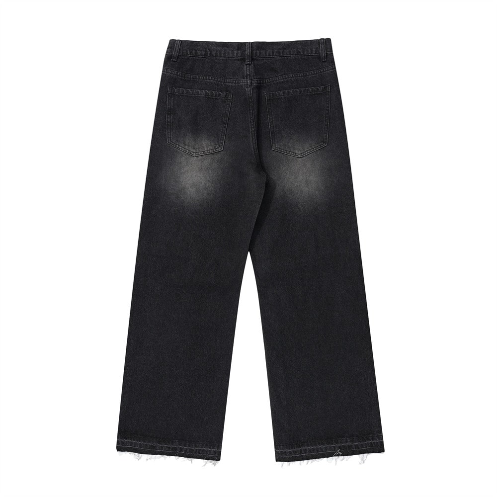 Washed And Worn Raw Hem Jeans view 8
