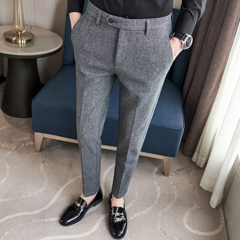 Sanded Fabric Men's Slim-fitting Small Straight Pants
