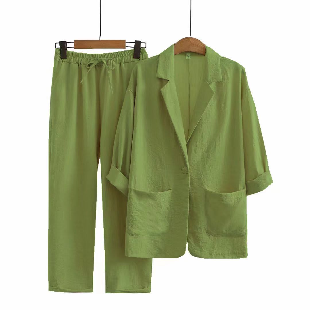 Women's Cotton Linen Coat Pants Fall Loose Fashion Suit view 8