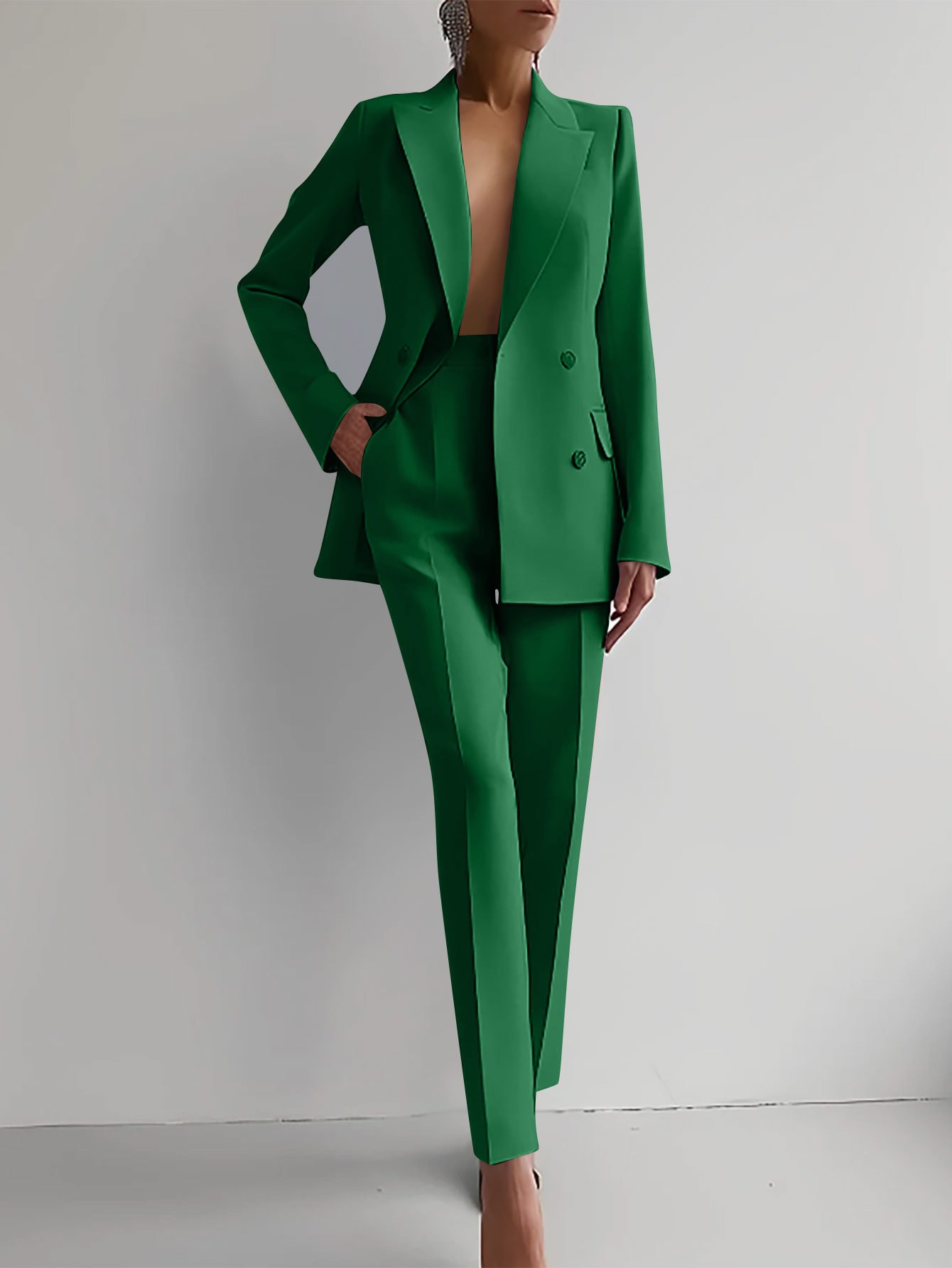Casual Suits Fashion Long Sleeve Single-breasted Jacket Top And Slim Fit Trousers Women's Business Suits view 9