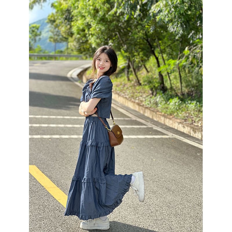Salt Young Lace-up Top And Skirt Two-piece Set Wear Suit view 5