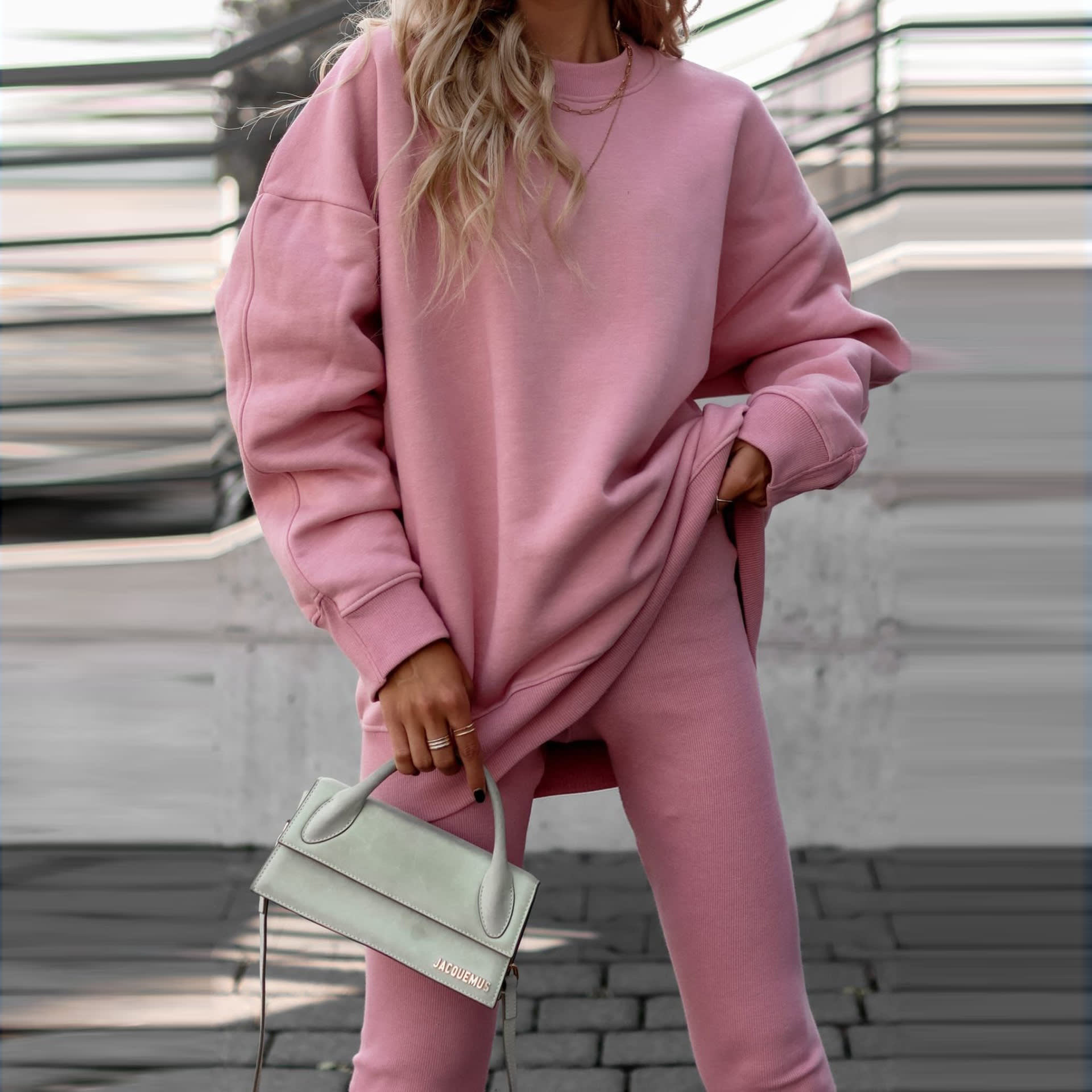 Ins European And American Women's Clothing Round Neck Irregular Small Design Drop-shoulder Long-sleeve Sweater Fashion Suit view 10