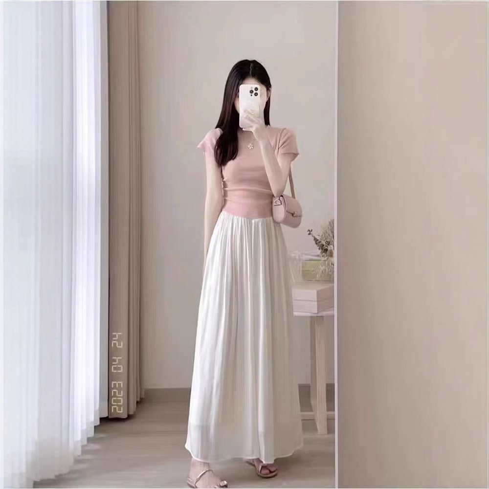Short Sleeve Top And Skirt Two-piece Suit