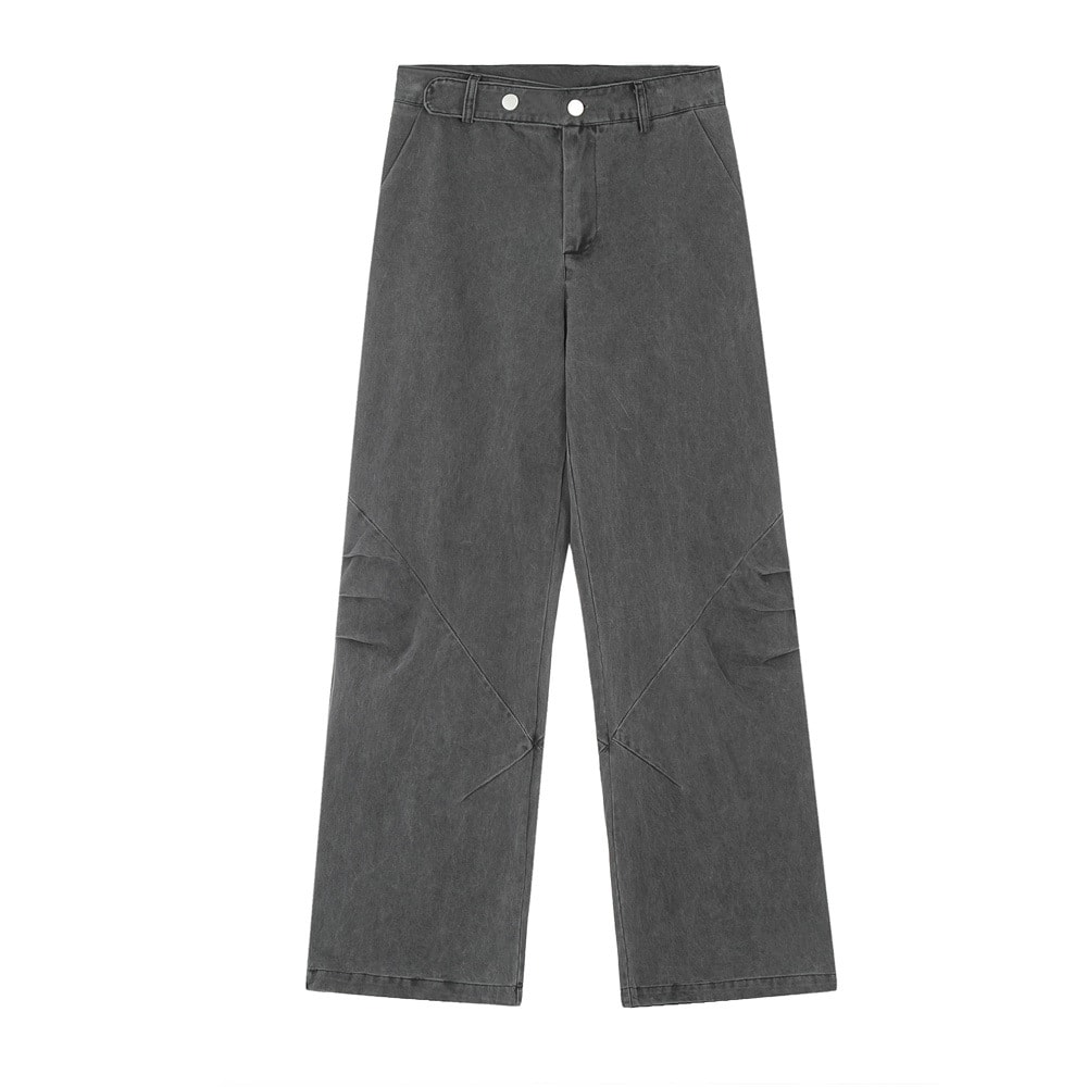 Design Pleated Loose Straight Trousers Men's Overalls view 18
