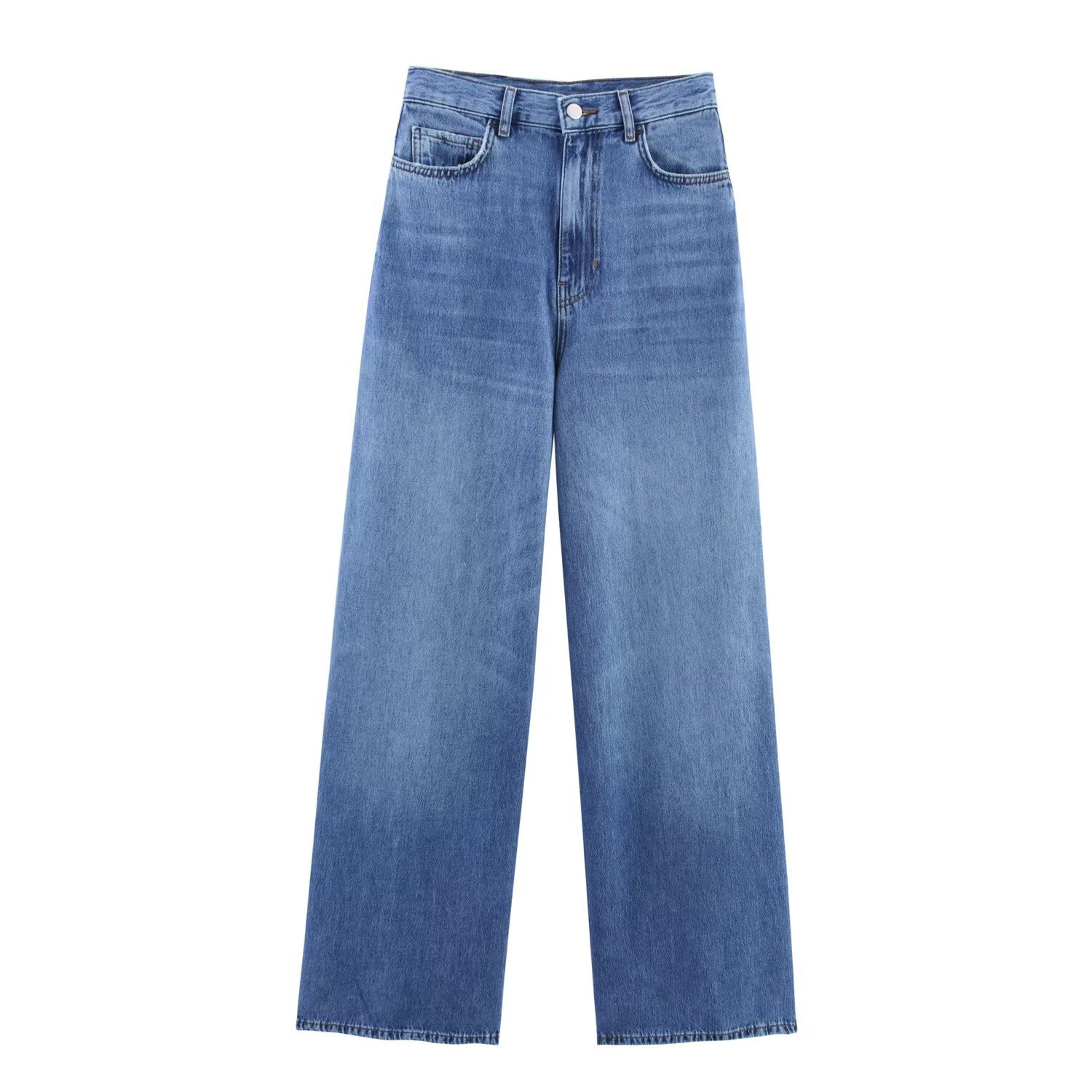 Women's Puff Sleeves Denim Shirt Jeans Suit view 2