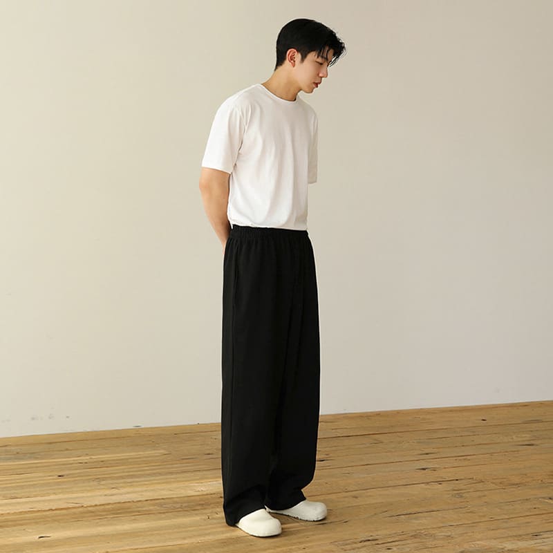 Men's Wide Leg Sweatpants Cotton Loose Gray Sweatpants Casual Trousers view 3