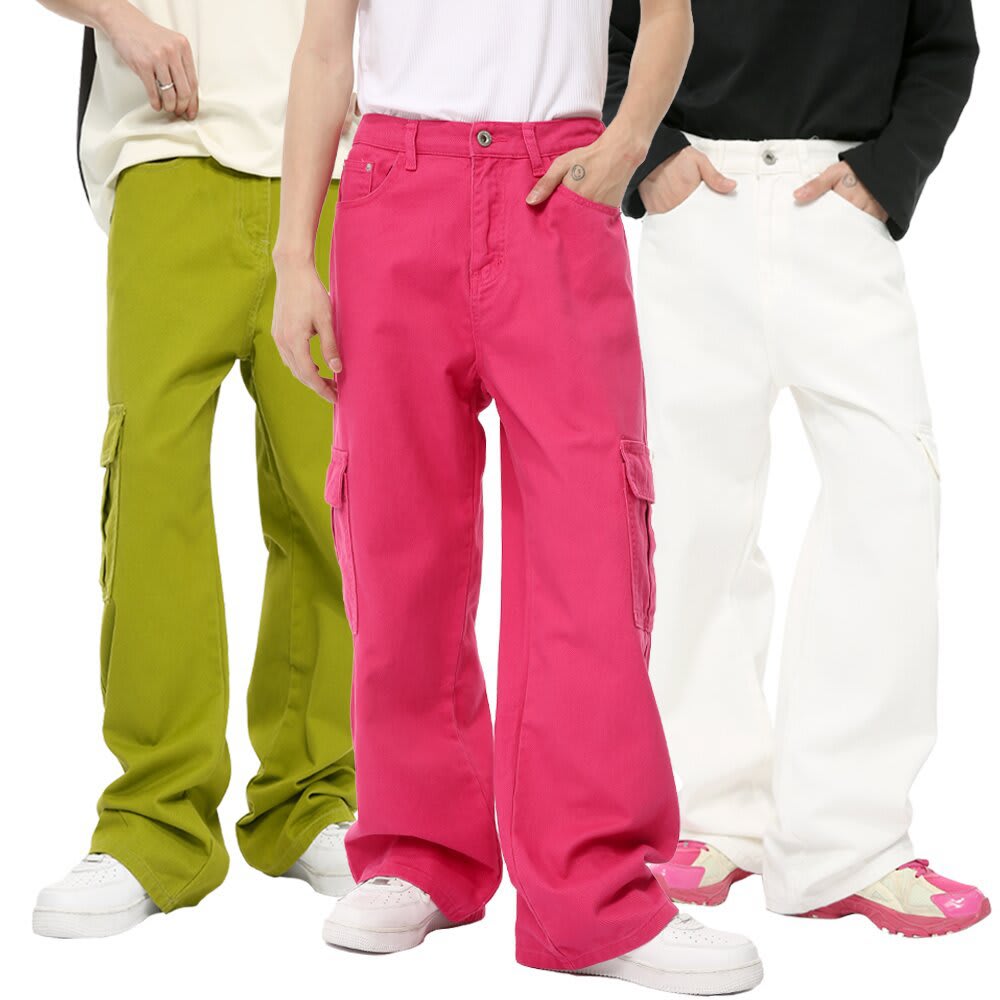 Men's Solid Color Basic Loose Casual Straight-leg Denim Trousers view 14