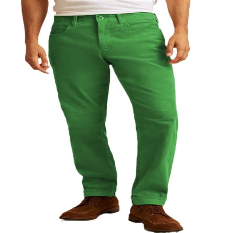 Corduroy Solid Color Loose Casual Straight Trousers view 2