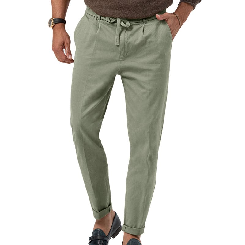 Casual Drawstring Pants Men's Business Straight Solid Color Suit Pants view 8