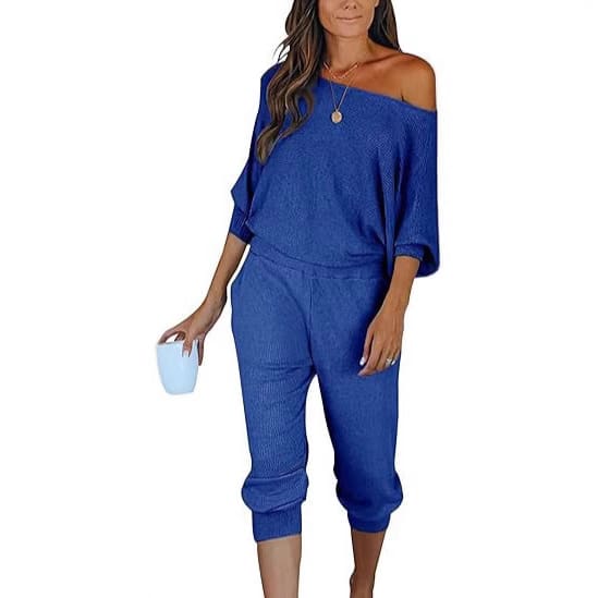 Off-the-shoulder Long Sleeve Pullover Fashion Casual Dungarees view 5