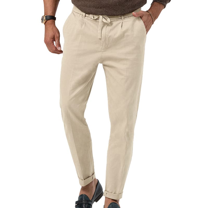 Casual Drawstring Pants Men's Business Straight Solid Color Suit Pants view 2