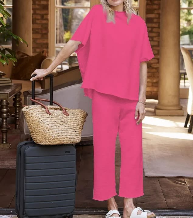 Casual Dolman Sleeve Pullover Wide Leg Pants Suit view 5