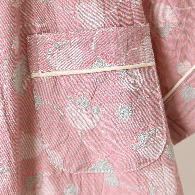 Summer New Retro Yarn-dyed Jacquard Short-sleeved Shorts Women's Lapel Suit Homewear view 17