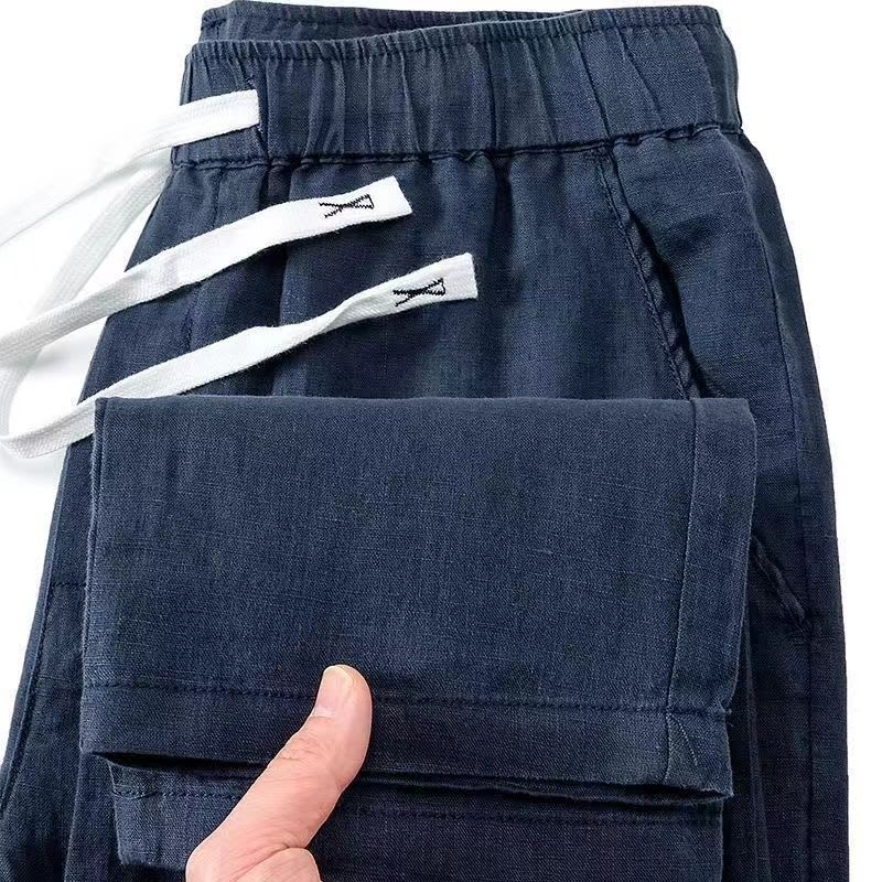 Pure Linen Breathable Chinese Style Elastic Waist New Trousers Li Gao view 3