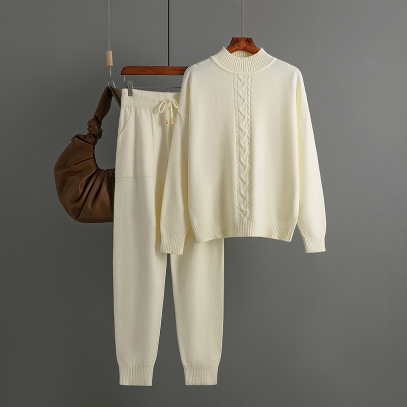 Half Turtleneck Twist Knitting Suit Casual Sweater view 6