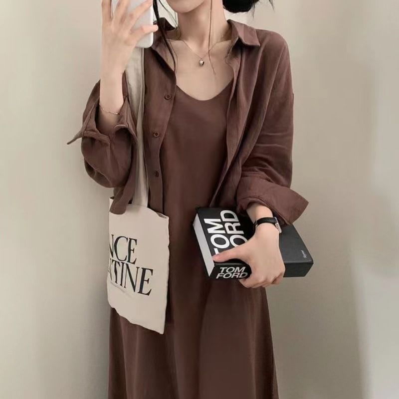 Retro Anti-aging Sling Dress Two-piece Set For Women view 2