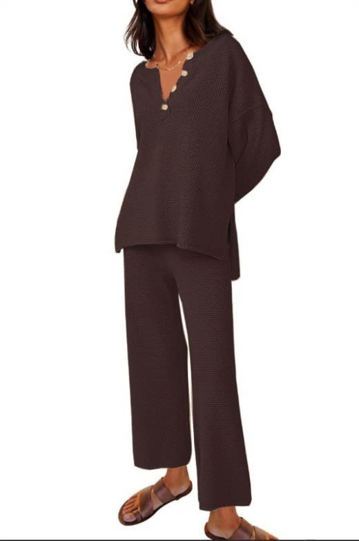 European And American Solid Color Fashion Loose Leisure Suit Two-piece Set view 4