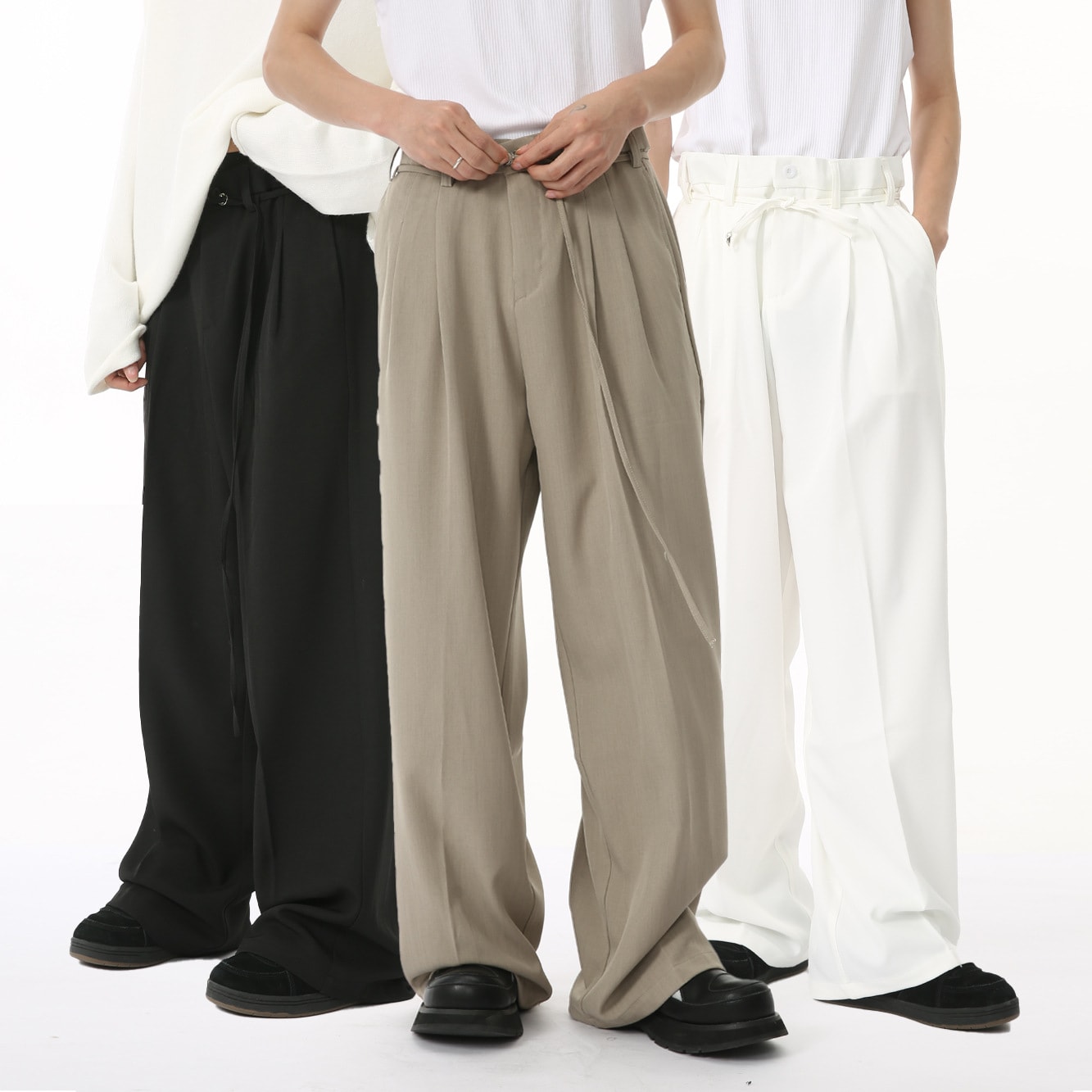 Solid Color Drooping Straight Mopping Suit Pants view 4