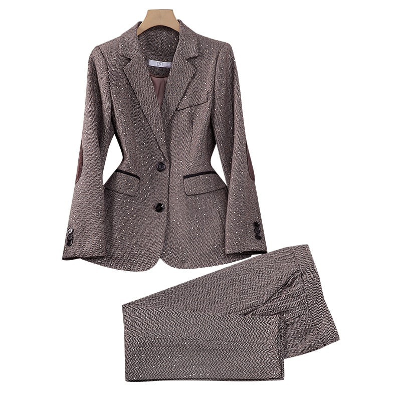 New Gray Professional Long Sleeve Women's Two-piece Suit view 8