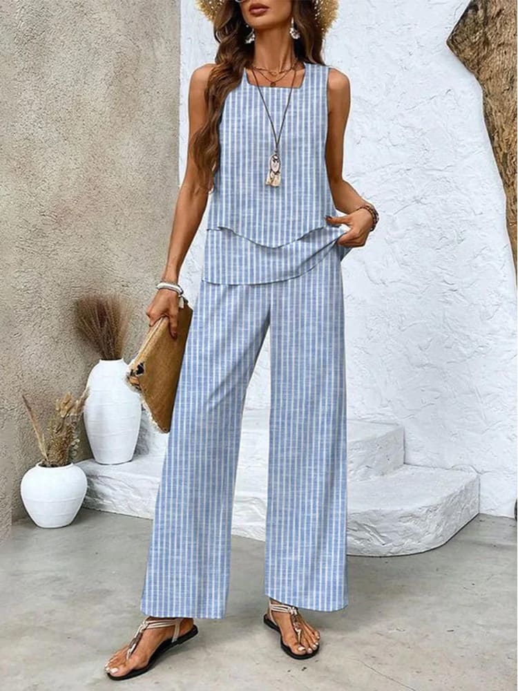 Women's Sleeveless Double Layer Vest Pants Suit view 10