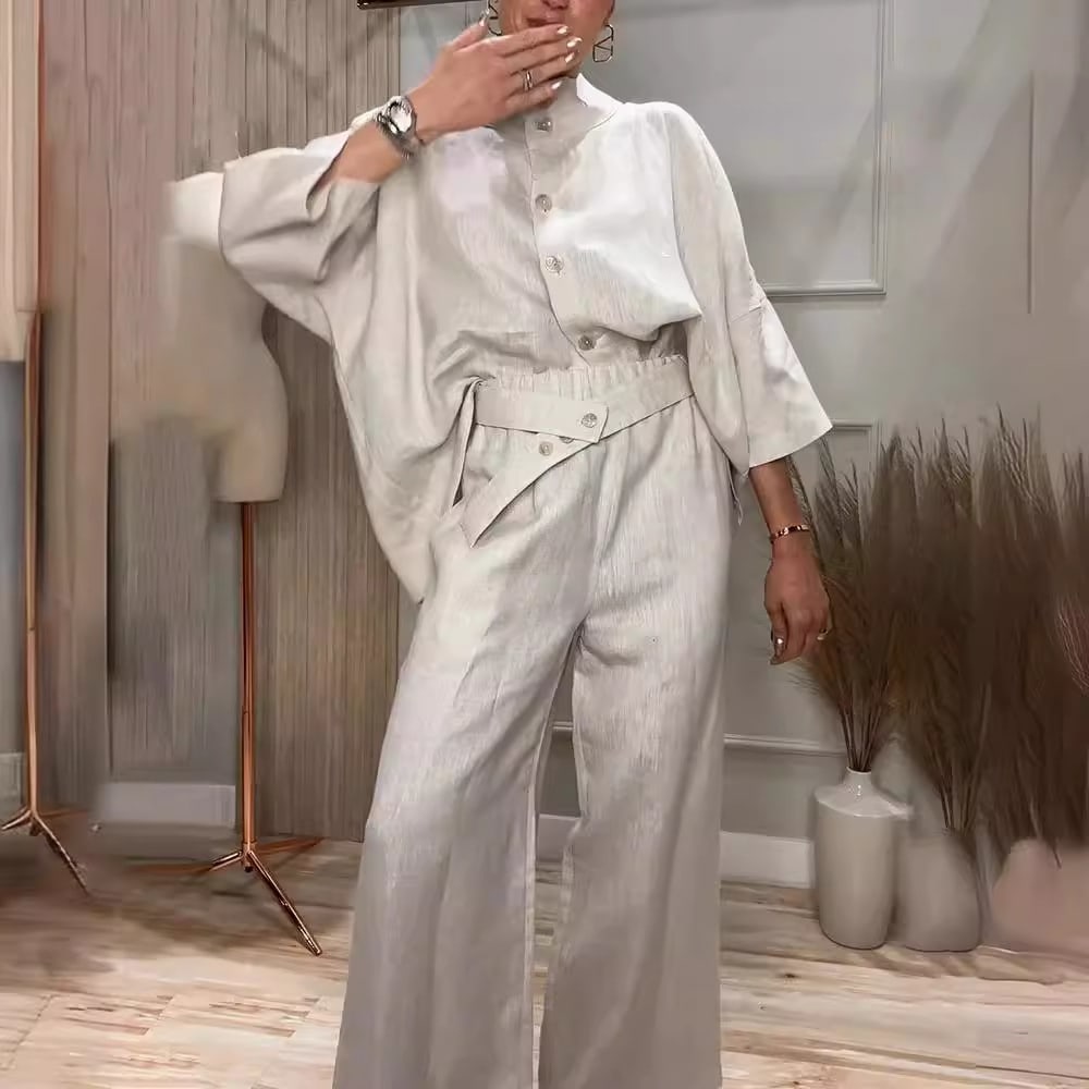 City Elegant Comfortable Stand-up Collar 34 Sleeve Shirt Outfit view 4