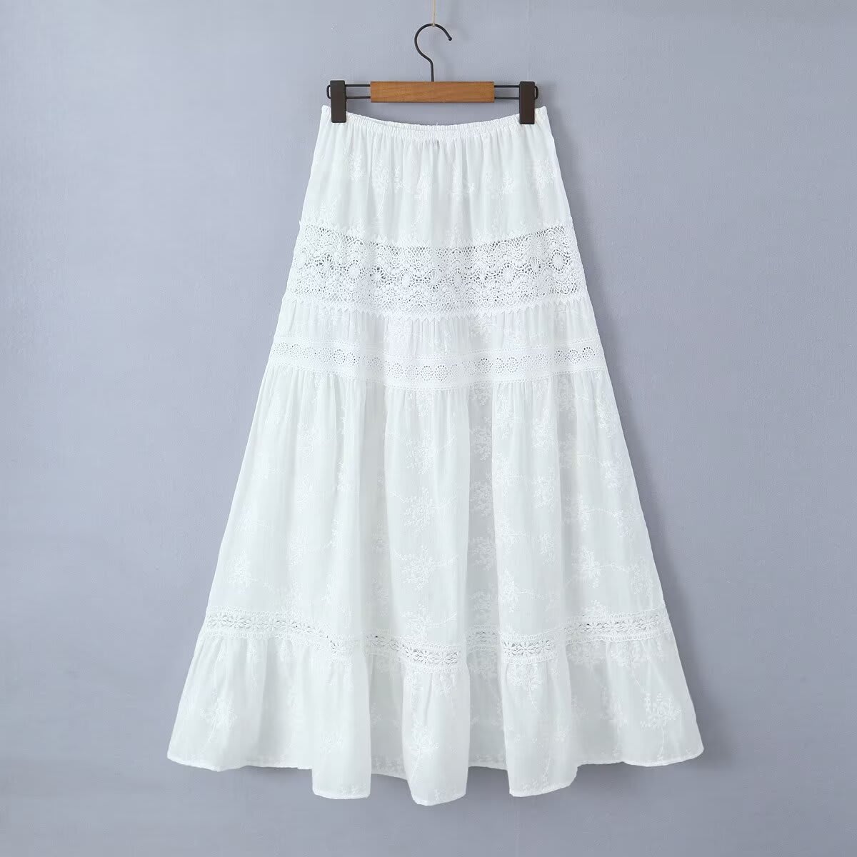 Off-neck Lace Short Small Top High Waist Drawstring Patchwork Long Dress view 13