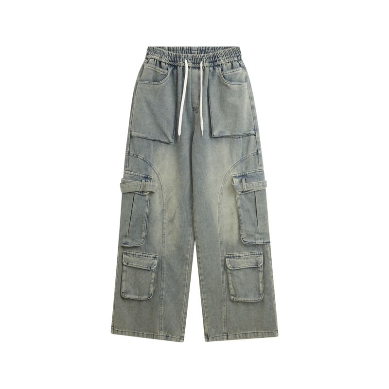 Fashion Straight Denim Pants Men And Women view 3