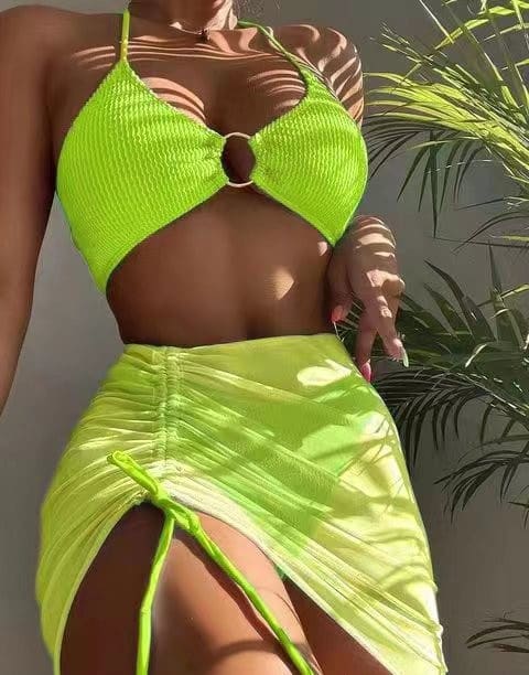 3pcs Halter Bikini Summer Fashion Personalized Three-point Beach Swimsuit For Women view 4