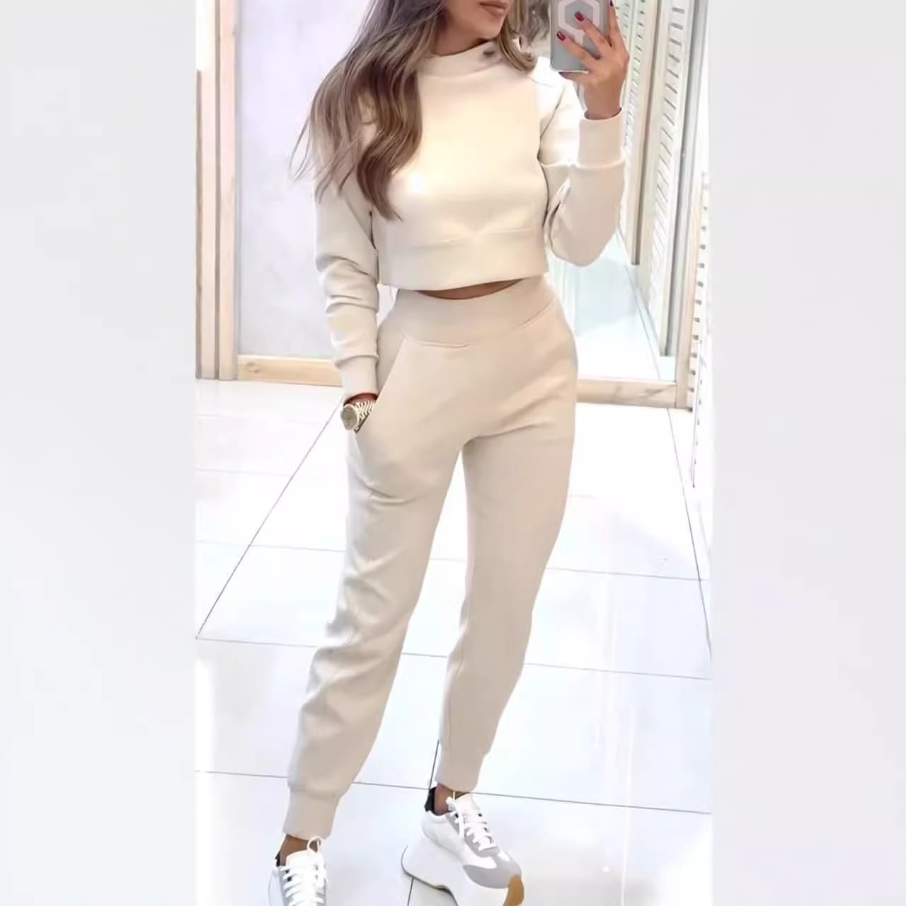Autumn And Winter Ladies High Collar Slim Fit Long Sleeves Casual Suit view 9
