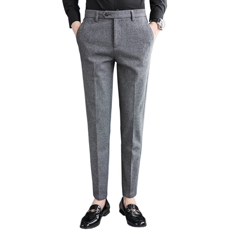 Sanded Fabric Men's Slim-fitting Small Straight Pants view 2