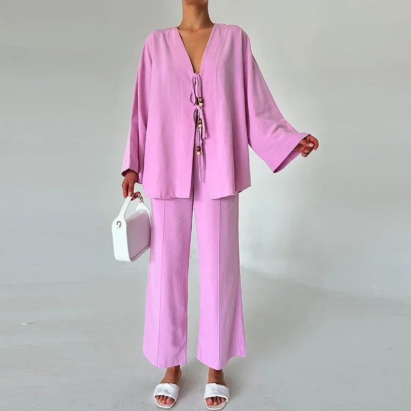 Women's Loose Casual Solid Color Suit view 4