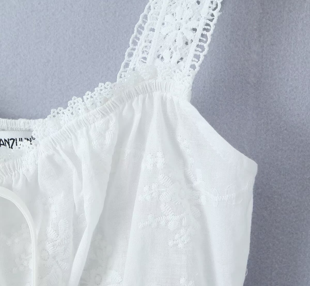 Off-neck Lace Short Small Top High Waist Drawstring Patchwork Long Dress view 10